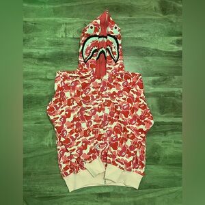 Bape Red Camo Shark Hoodie